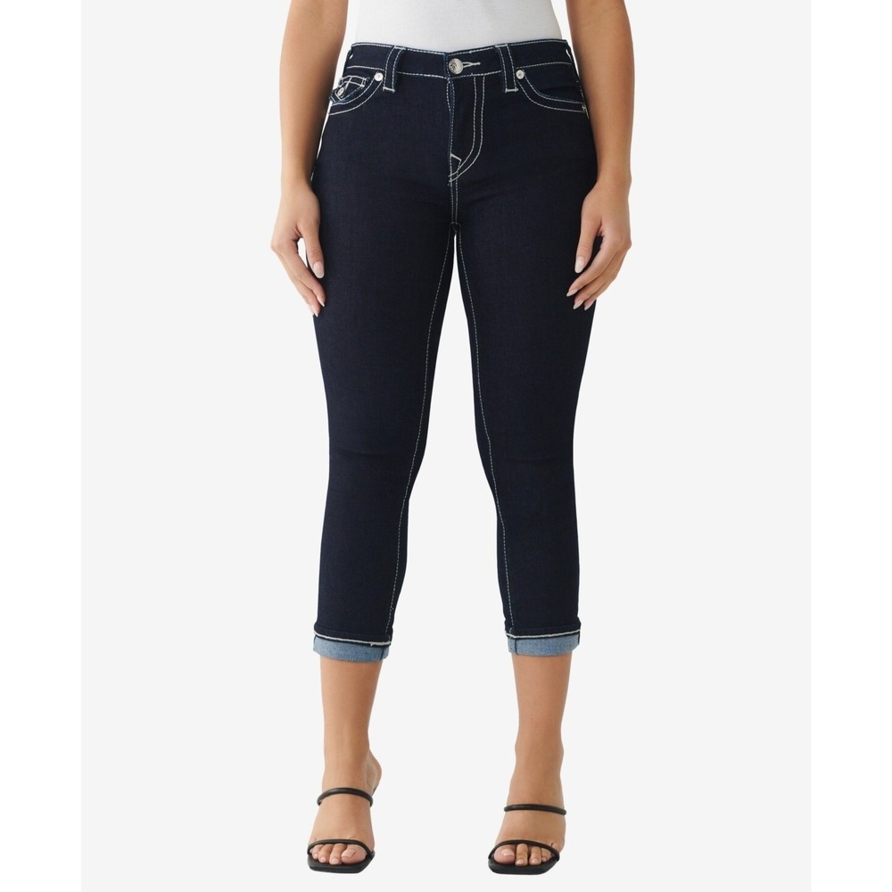 True Religion Jeans Womens 24 Blue Jennie Curvy Capri Mid‎ Rise Super Skinny NWT